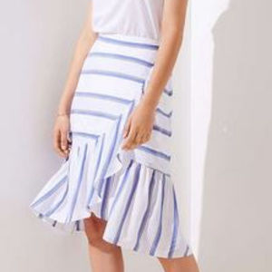 Loft Striped Ruffle Wrap Skirt